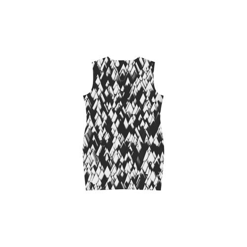 stunning black and white 04 Phoebe Sleeveless V-Neck Dress (Model D09)