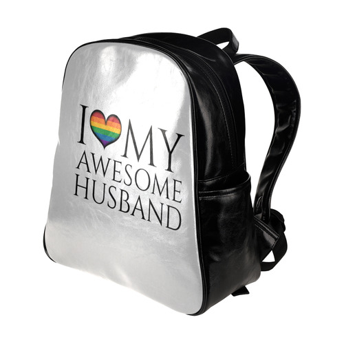 I Heart My Awesome Husband Multi-Pockets Backpack (Model 1636)