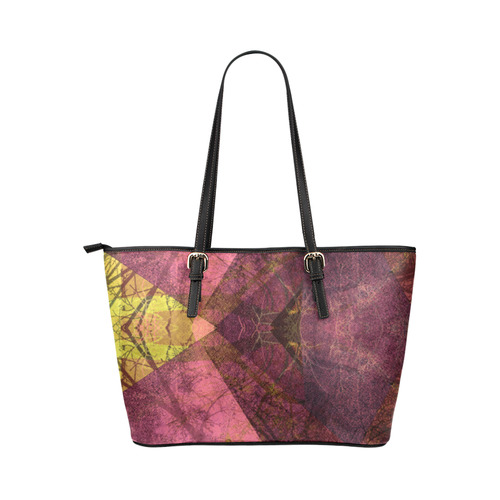 Colorful Pink Purple PATTERN GARDEN NO5C-Design-4 Leather Tote Bag/Small (Model 1651)