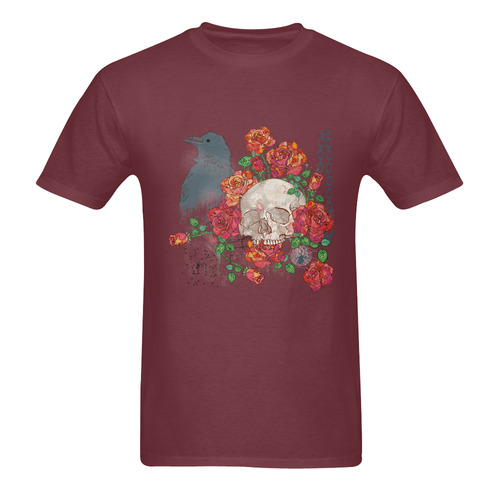 watercolor skull and roses Sunny Men's T- shirt (Model T06)