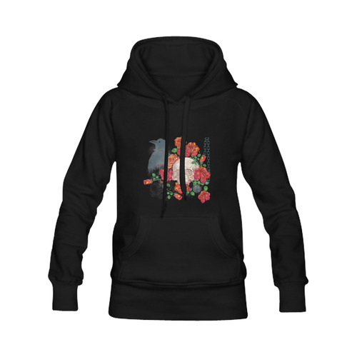 watercolor skull and roses Women's Classic Hoodies (Model H07)