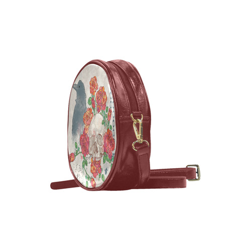 watercolor skull and roses Round Sling Bag (Model 1647)