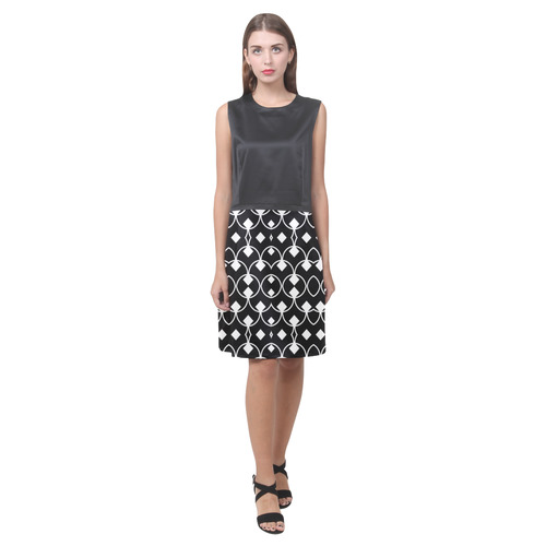 black and white Pattern 4416 Eos Women's Sleeveless Dress (Model D01)