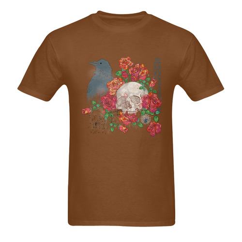watercolor skull and roses Men's T-Shirt in USA Size (Two Sides Printing)