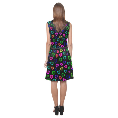 blurry neon hearts Eos Women's Sleeveless Dress (Model D01)