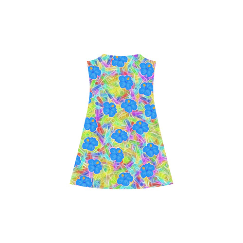 Pretty Blue Hawaiian Flowers Pattern Alcestis Slip Dress (Model D05)