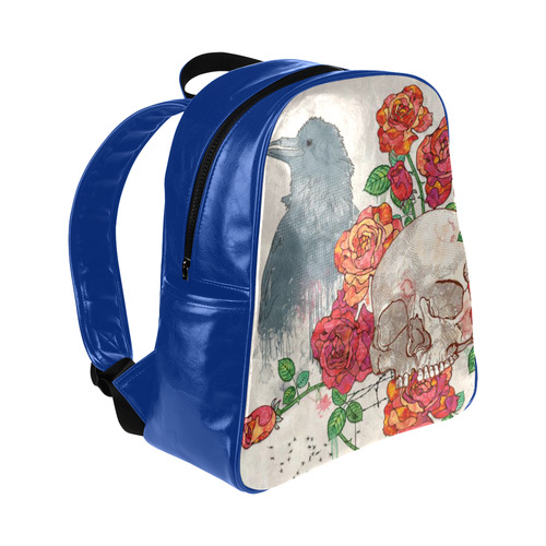 watercolor skull and roses Multi-Pockets Backpack (Model 1636)
