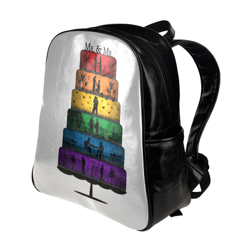 Gay Pride Wedding Cake Multi-Pockets Backpack (Model 1636)