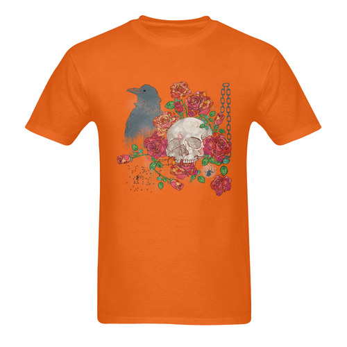 watercolor skull and roses Men's T-Shirt in USA Size (Two Sides Printing)