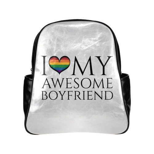 I Heart My Awesome Boyfriend Multi-Pockets Backpack (Model 1636)