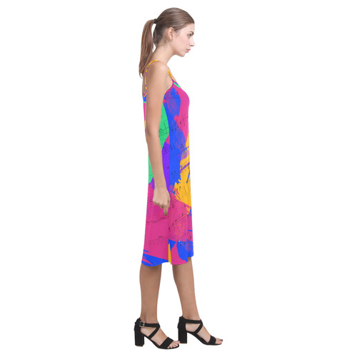 Groovy Paint Brush Strokes with Music Notes Alcestis Slip Dress (Model D05)