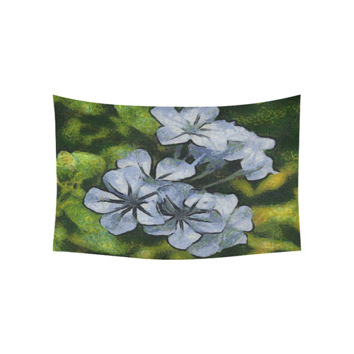 Delicate Plumbago Painted In Van Goch Style Cotton Linen Wall Tapestry 60"x 40"