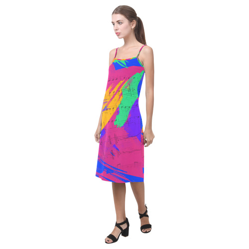 Groovy Paint Brush Strokes with Music Notes Alcestis Slip Dress (Model D05)