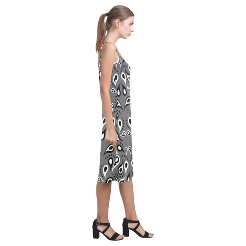 Black And White Paisley Alcestis Slip Dress (Model D05)