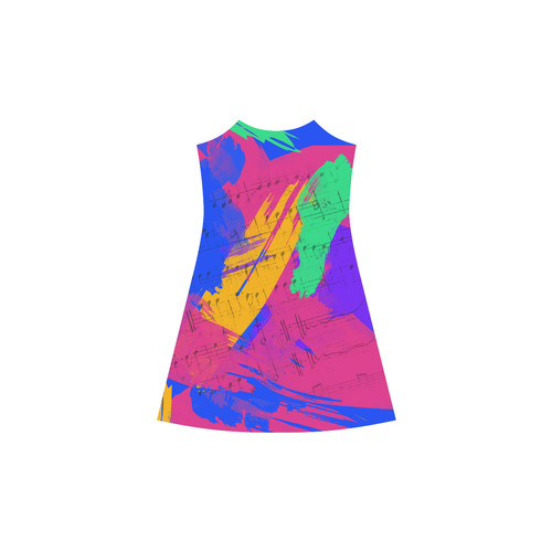 Groovy Paint Brush Strokes with Music Notes Alcestis Slip Dress (Model D05)