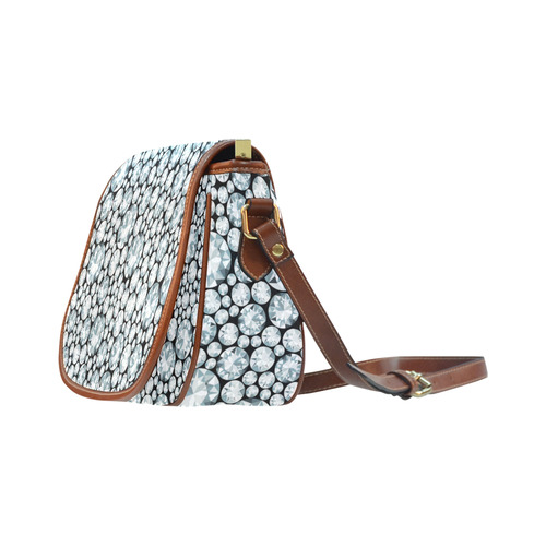 Luxurious white Diamond Pattern Saddle Bag/Small (Model 1649) Full Customization