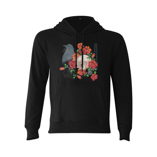 watercolor skull and roses Oceanus Hoodie Sweatshirt (Model H03)