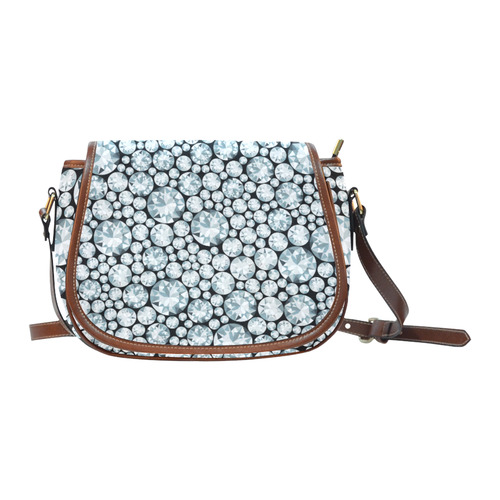 Luxurious white Diamond Pattern Saddle Bag/Small (Model 1649) Full Customization