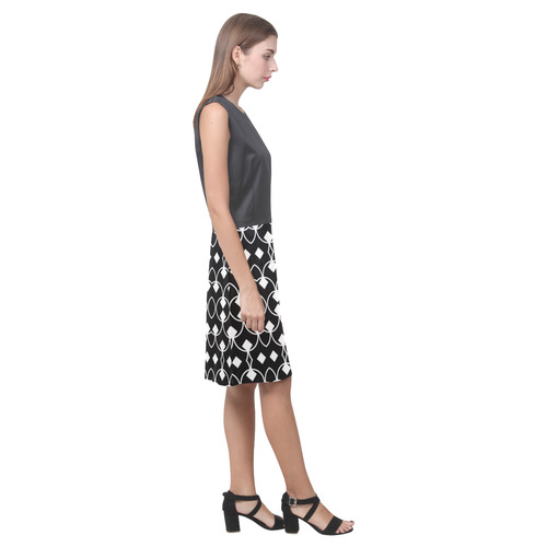 black and white Pattern 4416 Eos Women's Sleeveless Dress (Model D01)
