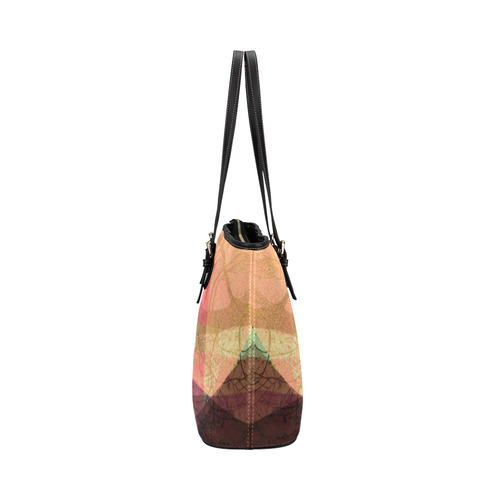 Colorful Pink Purple PATTERN GARDEN NO5L-Design-3_ Leather Tote Bag/Small (Model 1651)