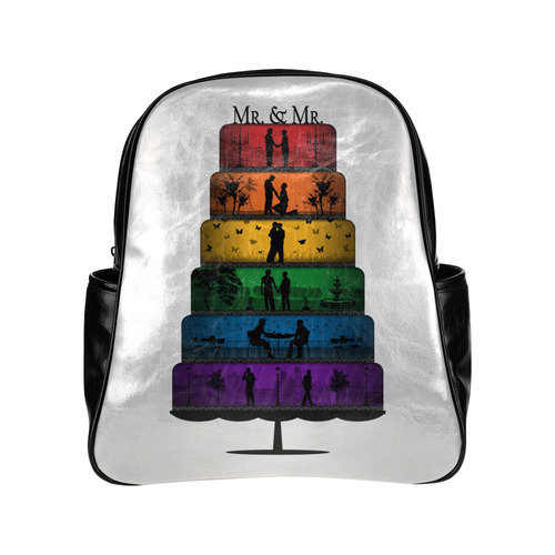 Gay Pride Wedding Cake Multi-Pockets Backpack (Model 1636)