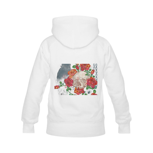 watercolor skull and roses Women's Classic Hoodies (Model H07)