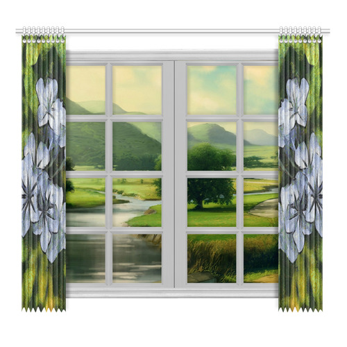 Delicate Plumbago Painted In Van Goch Style Window Curtain 52"x96"(Two Piece)