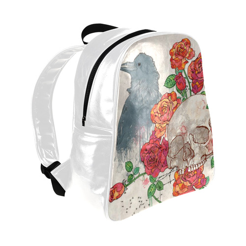 watercolor skull and roses Multi-Pockets Backpack (Model 1636)