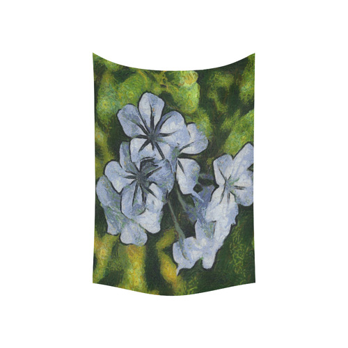 Delicate Plumbago Painted In Van Goch Style Cotton Linen Wall Tapestry 60"x 40"