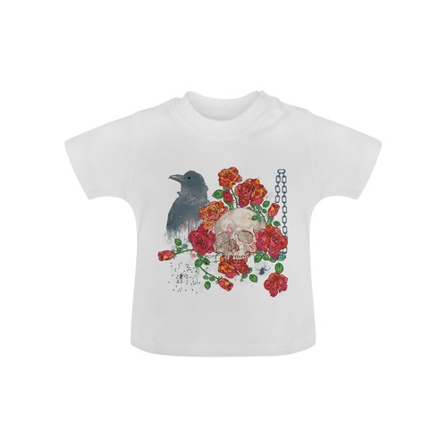 watercolor skull and roses Baby Classic T-Shirt (Model T30)