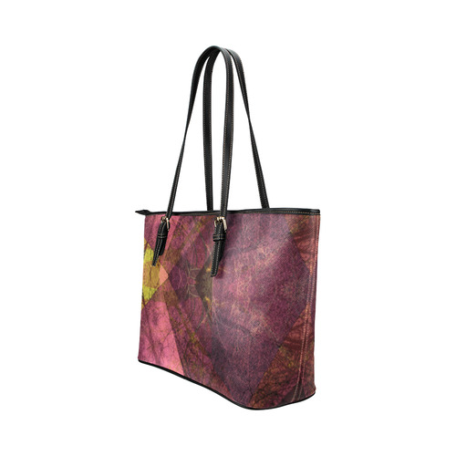 Colorful Pink Purple PATTERN GARDEN NO5C-Design-4 Leather Tote Bag/Small (Model 1651)