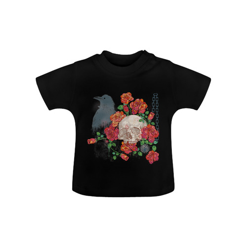 watercolor skull and roses Baby Classic T-Shirt (Model T30)
