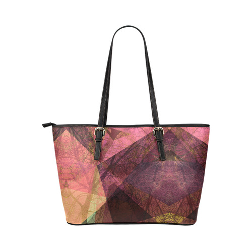 Colorful Pink Purple PATTERN GARDEN NO5L-Design-1_ Leather Tote Bag/Small (Model 1651)