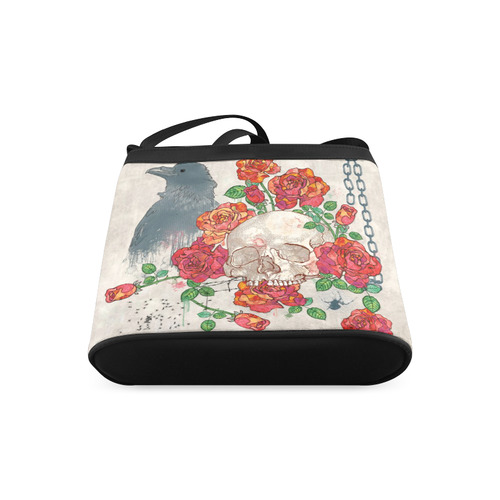 watercolor skull and roses Crossbody Bags (Model 1613)