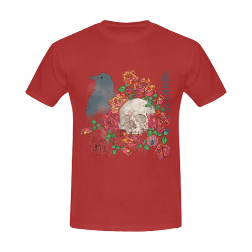 watercolor skull and roses Men's Slim Fit T-shirt (Model T13)