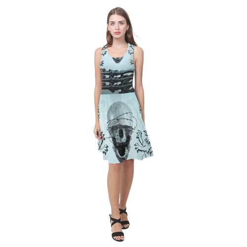 Scary skull with lion Atalanta Casual Sundress(Model D04)