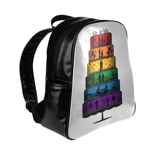 Gay Pride Wedding Cake Multi-Pockets Backpack (Model 1636)