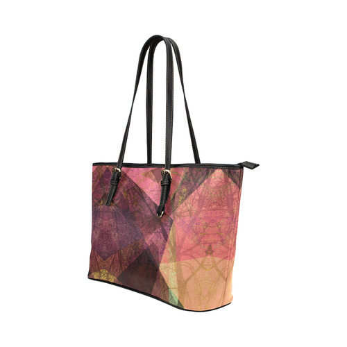 Colorful Pink Purple PATTERN GARDEN NO5L-Design-1_ Leather Tote Bag/Small (Model 1651)