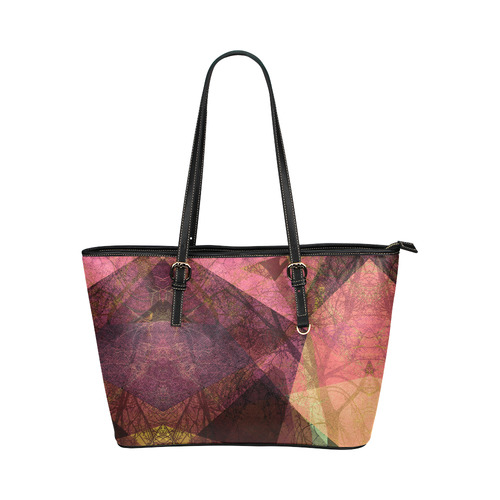 Colorful Pink Purple PATTERN GARDEN NO5L-Design-1_ Leather Tote Bag/Small (Model 1651)