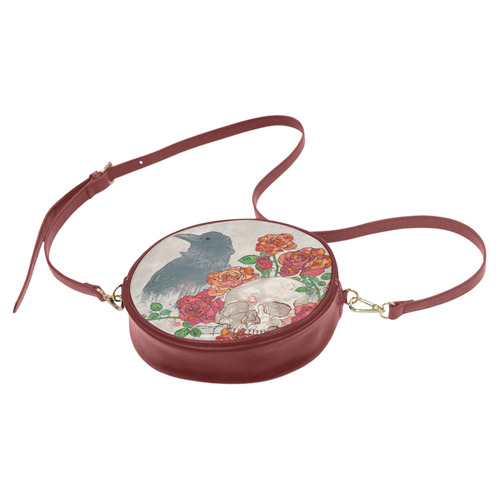 watercolor skull and roses Round Sling Bag (Model 1647)