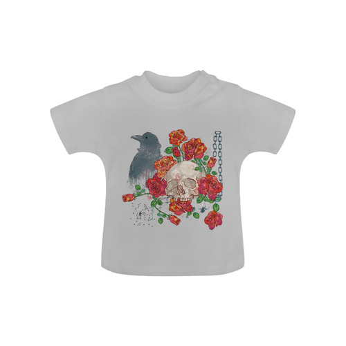 watercolor skull and roses Baby Classic T-Shirt (Model T30)