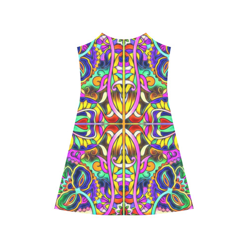 Oriental Ornaments Mosaic multicolored Alcestis Slip Dress (Model D05)