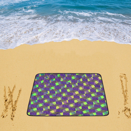 Yellow Blue and Green Colorful Abstract Beach Mat 78"x 60"