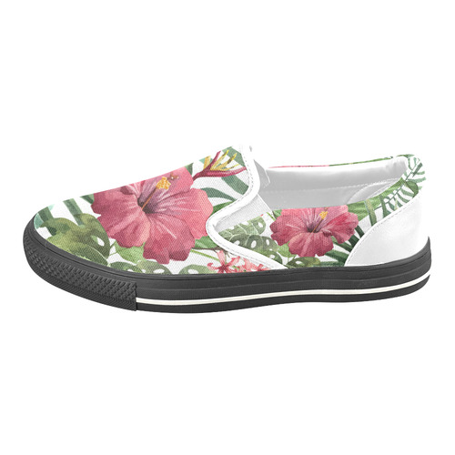 Beautiful Tropical Flowers Nature Floral Women's Unusual Slip-on Canvas Shoes (Model 019)