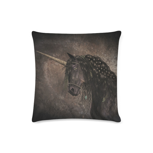 Dreamy Unicorn with brown grunge background Custom Zippered Pillow Case 16"x16"(Twin Sides)
