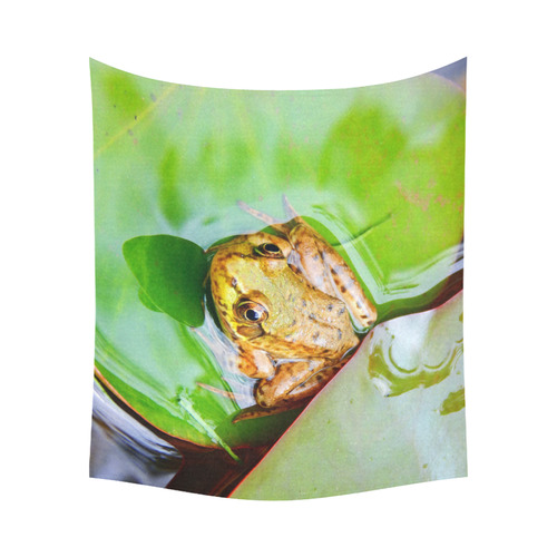 Frog on a Lily-pad Cotton Linen Wall Tapestry 60"x 51"