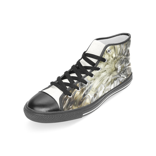 MAGIC SWIRL RIPPLES black brown cream Women's Classic High Top Canvas Shoes (Model 017)