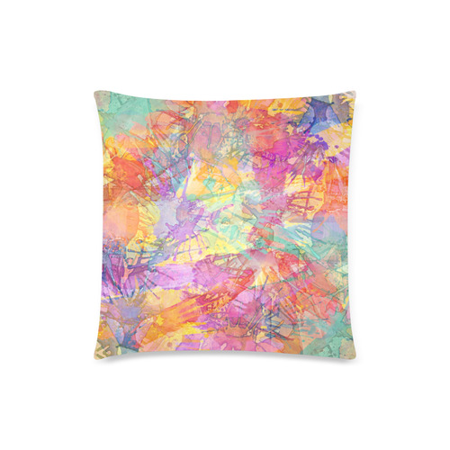 Watercolor Painting Splashes Pastel Multicolored Custom Zippered Pillow Case 18"x18"(Twin Sides)