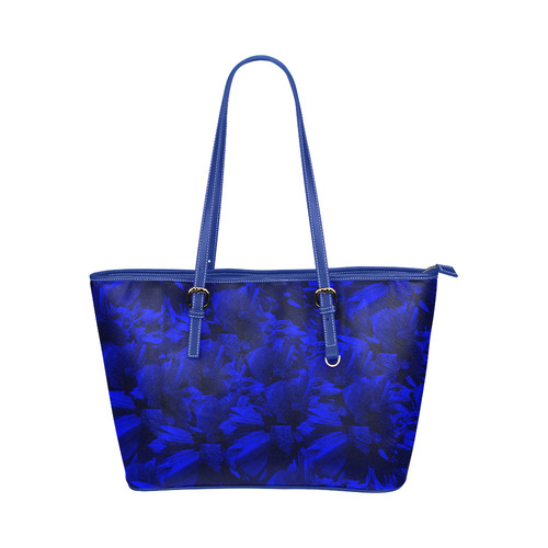 A202 Blue Peaks Abstract Leather Tote Bag/Large (Model 1651)