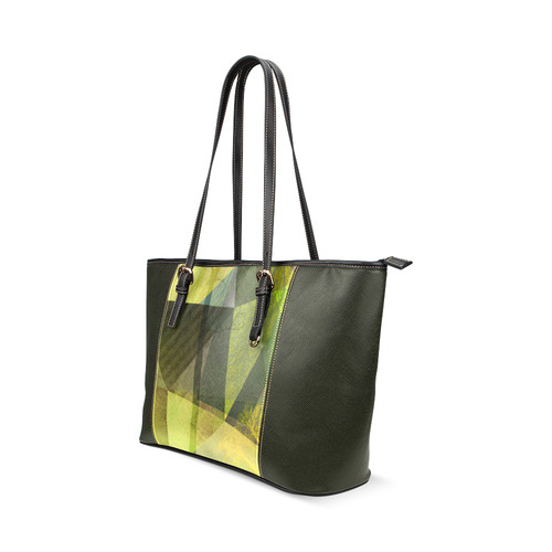 Graphical Trees and Triangles P24-G-Design-10_ Leather Tote Bag/Small (Model 1640)